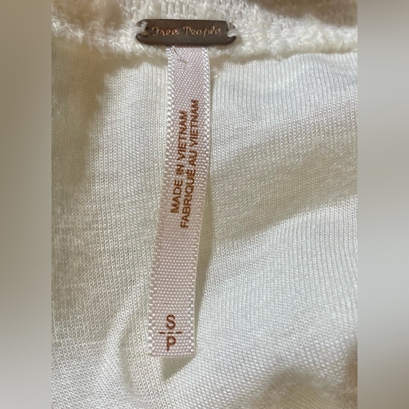 Free People Ivory Textured Knit Ruffle Hem Mini Dress Size S/P - Picture 3 of 4